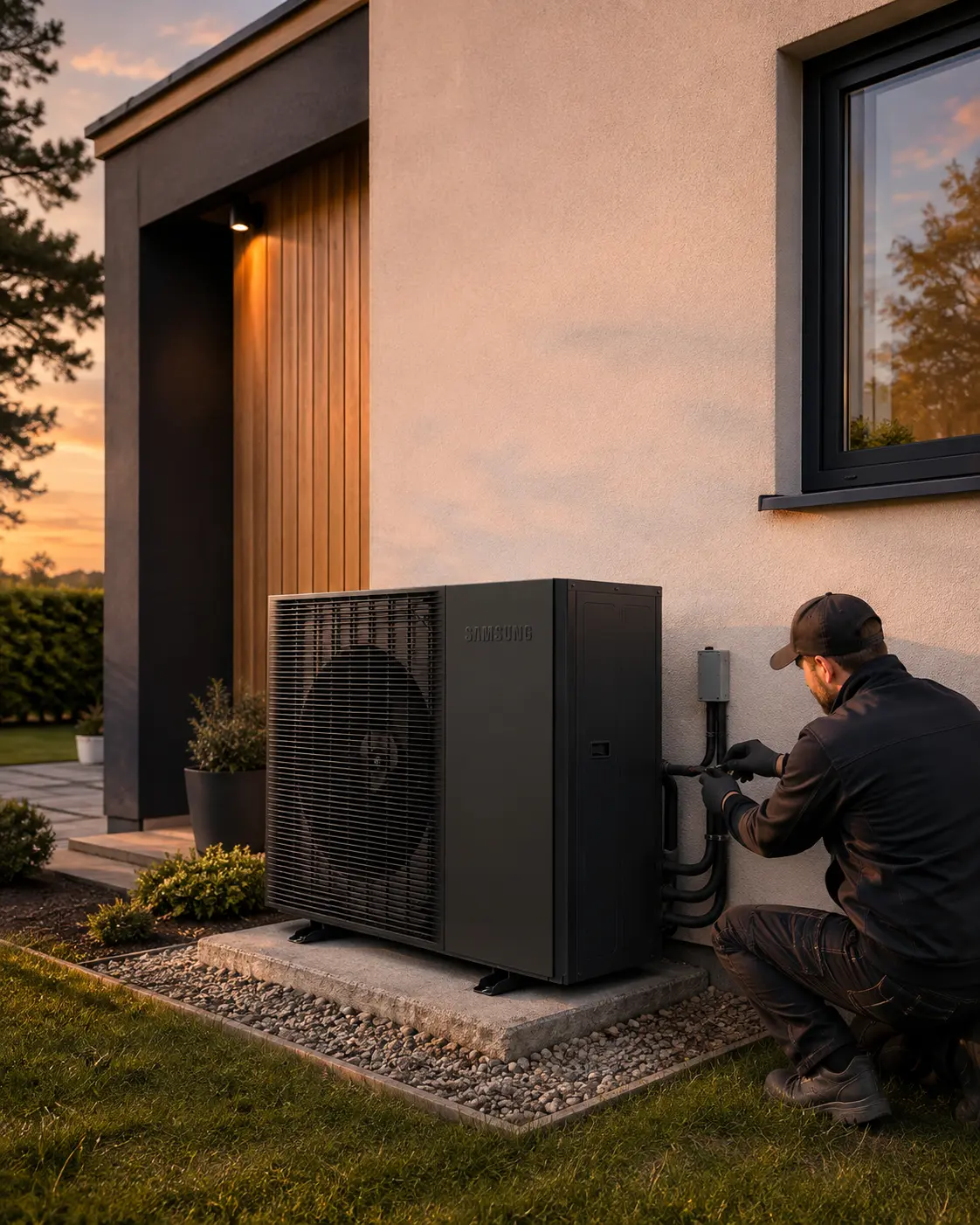 Air Source Heat Pump Installer Installing Heat Pump