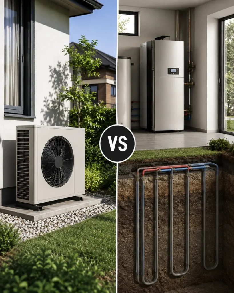 This image contains Air source heat pump and Ground source heat pump