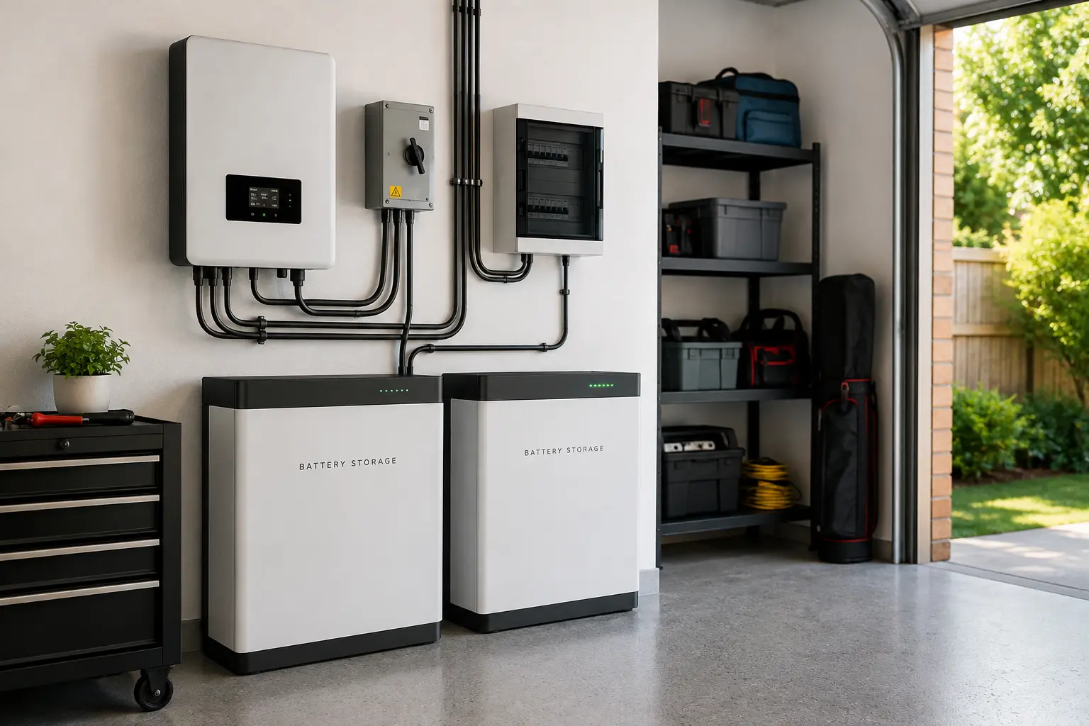 Home solar battery storage installation