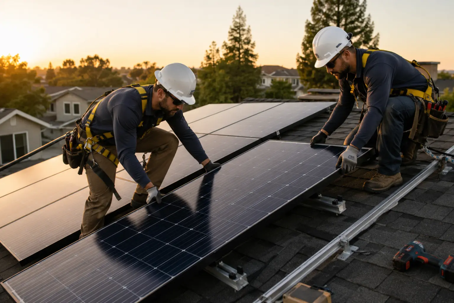 Solar panels being installed on a home