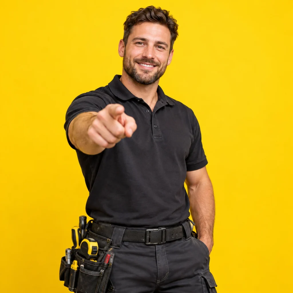 Get Free Quote Installer Pointing at Customer with solution