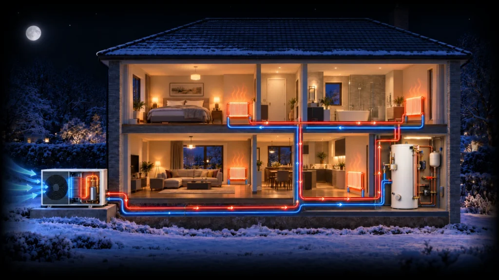 Image explaining How Air Source Heat Pump Works