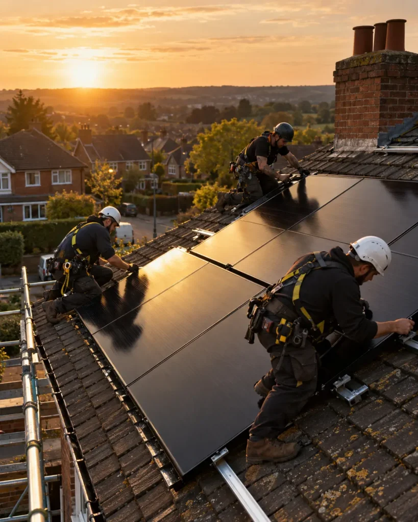 Solar panels installation on the Roof in the UK